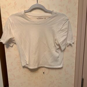 Abercrombie & Fitch Cream Fitted Crop Tee